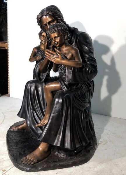 Jesus with Children Life Size Bronze Statue Garden Sculpture Church